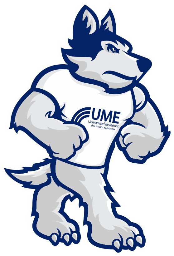 Umito, lobo mascota de UME que representa la identidad de la manada universitaria